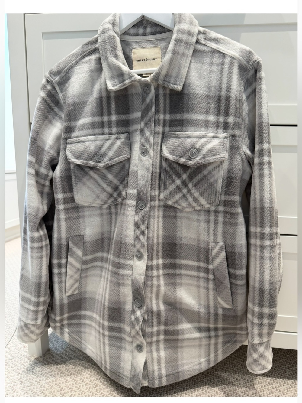Thread & Supply Grey Plaid Shacket Jacket Size S